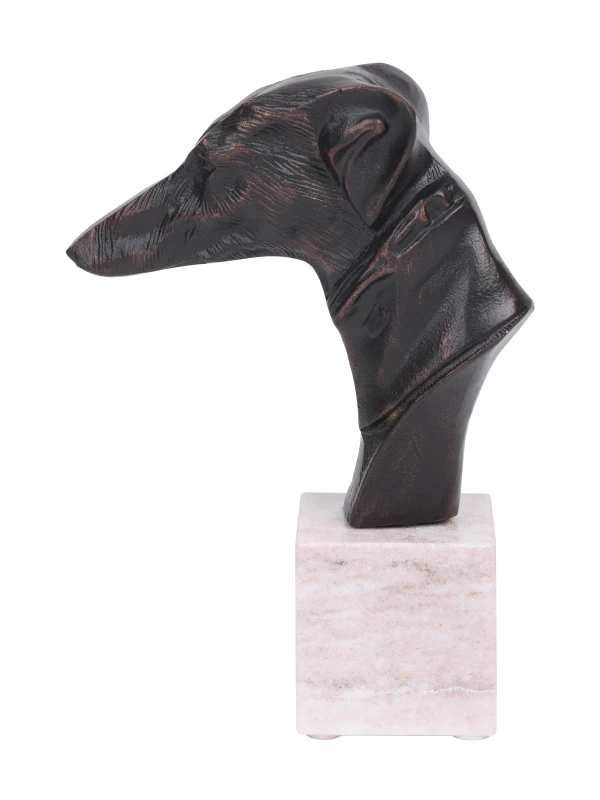 Mayfair Hound antique black dog sculpture 26cm on marble base