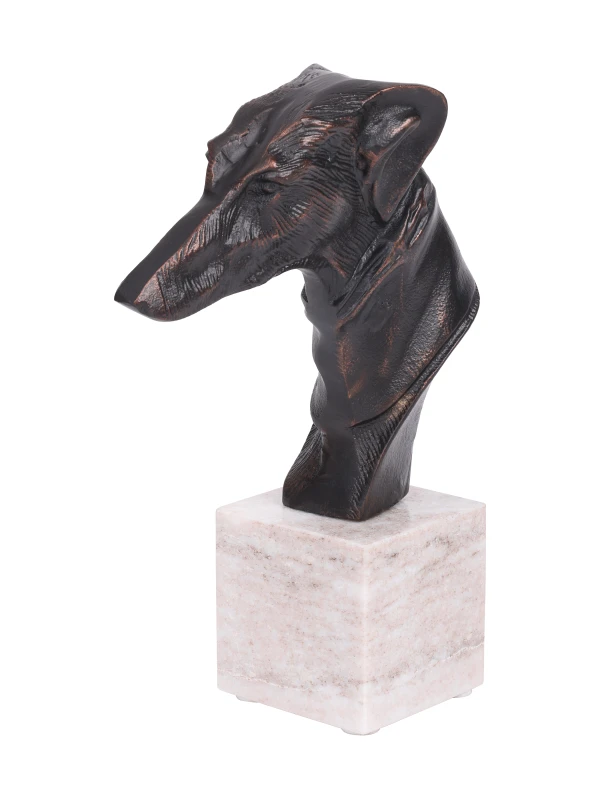 Mayfair Hound antique black dog sculpture 26cm on marble base