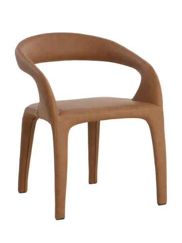 Langham Brown Faux Leather Dining Armchair 77cm