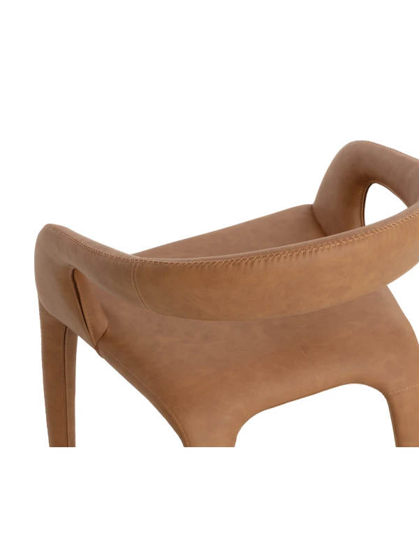 Brown dining chair with arms and wraparound backrest