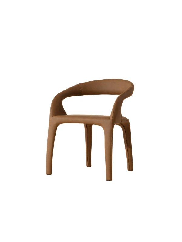 Langham brown faux leather dining armchair