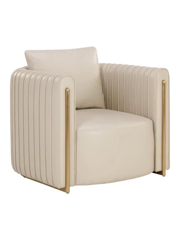 Dorchester Cream faux leather lounge chair 92cm