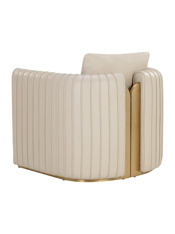 Rear view of Dorchester Cream armchair with gold accents