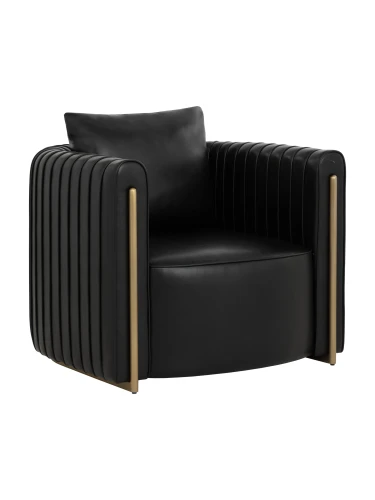 Dorchester Black Faux Leather Lounge Chair 92cm