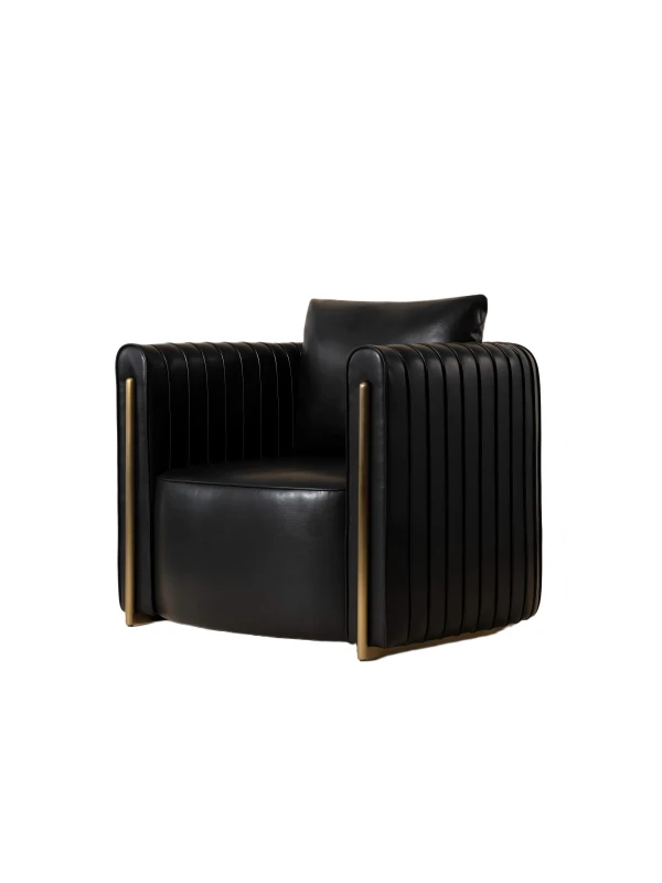 Modern black accent chair with rounded silhouette