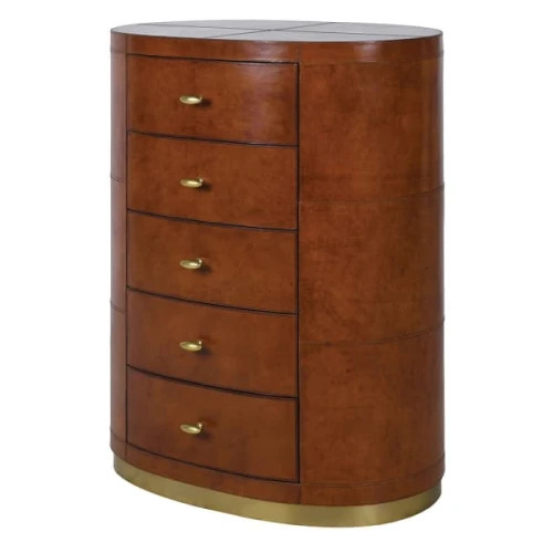 Chester Brown Leather 5 Drawer Chest 110cm