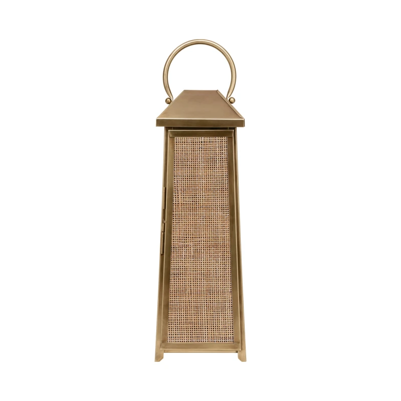 Belgravia decorative lantern with woven rattan panels