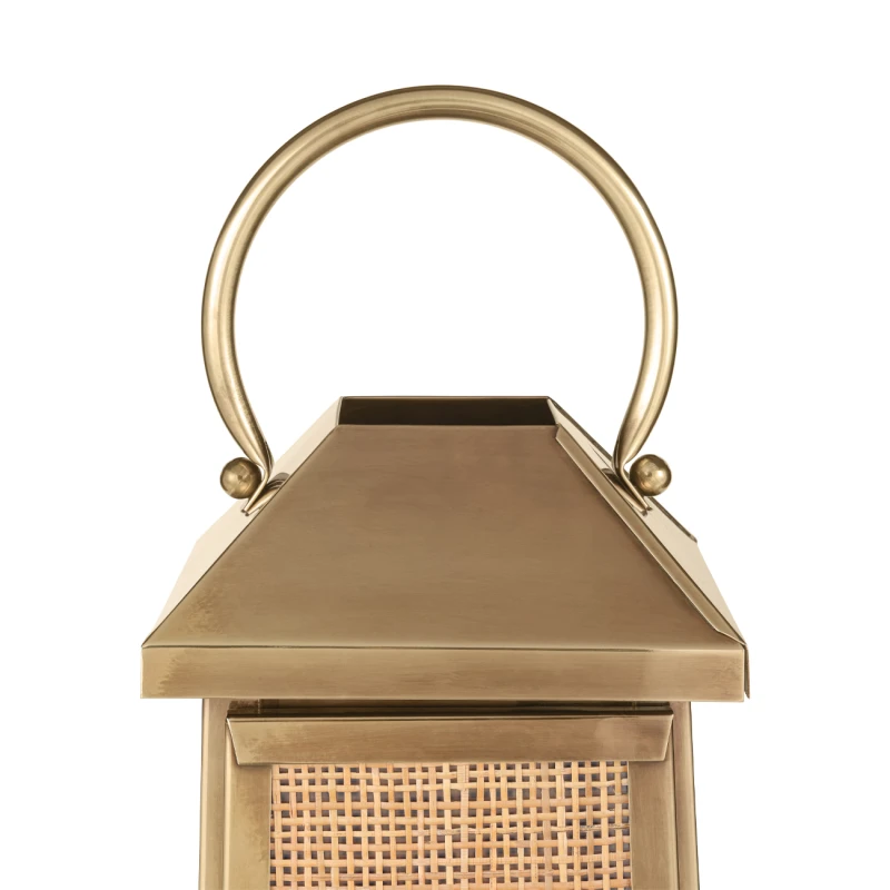 Close-up of antique brass handle on Belgravia lantern