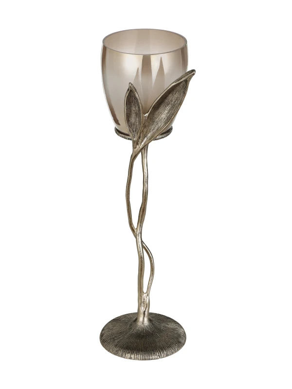 Chesham decorative candle holder with botanical leaf detailing