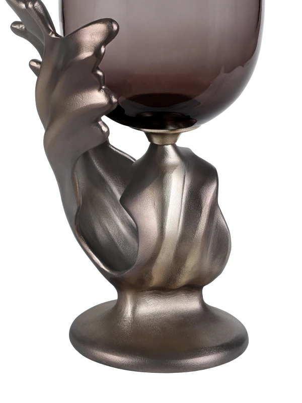 Sculptural bronze aluminium base of Chiswick candle holder