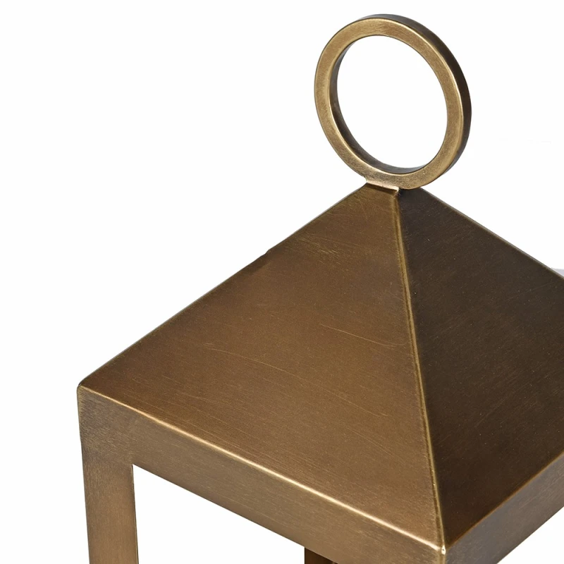 Mayfair gold floor lantern with architectural frame and circular top detail