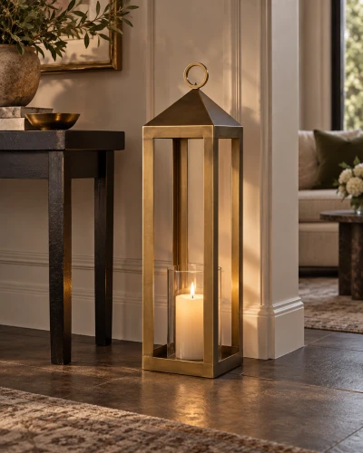 Mayfair Antique Gold Floor Lantern 95cm