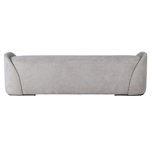 Luba Grey upholstered bench 163cm front view
