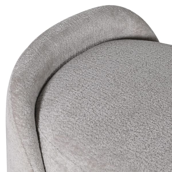 Close-up of textured grey upholstery on Luba bench