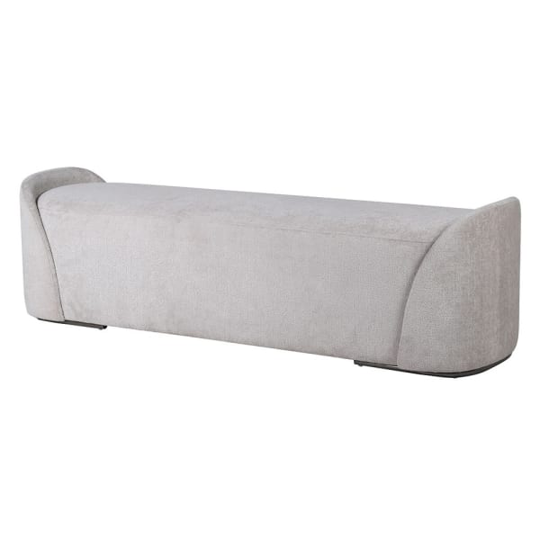 Luba Grey bench with softly curved upholstered sides