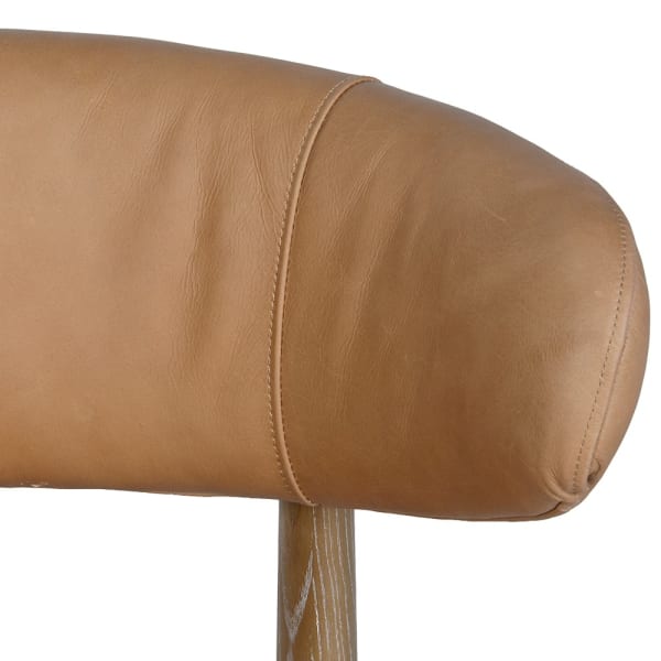 Leather seat detail on Camden bench