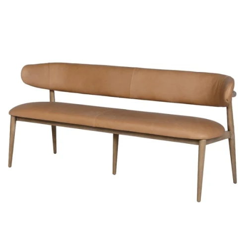 Camden Brown Leather Dining Bench 180cm with Ash Frame