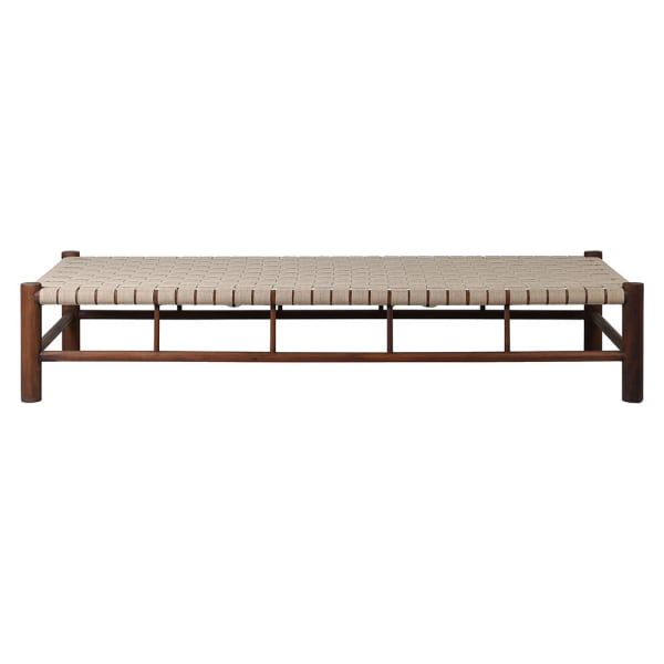Amalfi linen bench 200cm with Sal wood frame