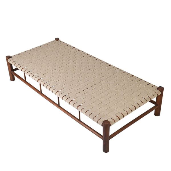 Amalfi linen bench 200cm with Sal wood frame