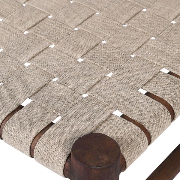 Woven linen seat detail on Amalfi bench