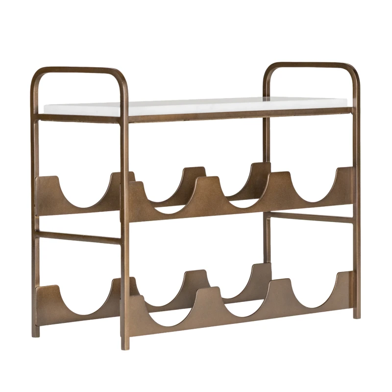 Gold wine rack with marble top by K&B London