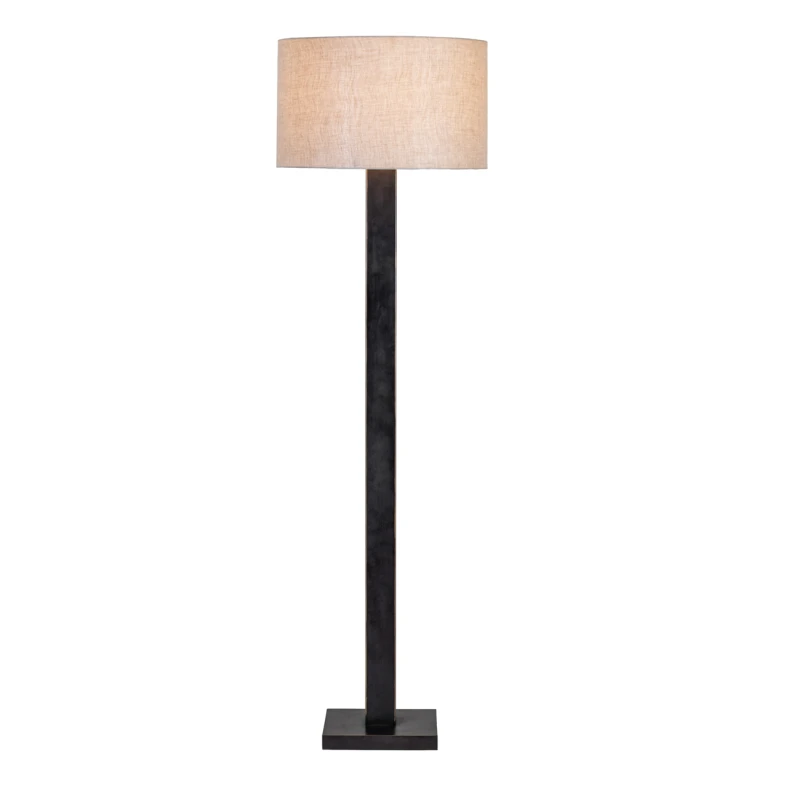 Linton Simple black floor lamp 173cm with fabric shade