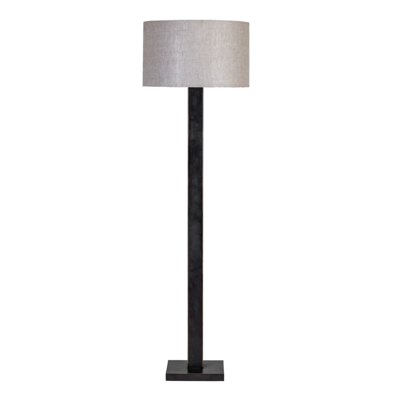 Linton Simple black floor lamp 173cm with fabric shade