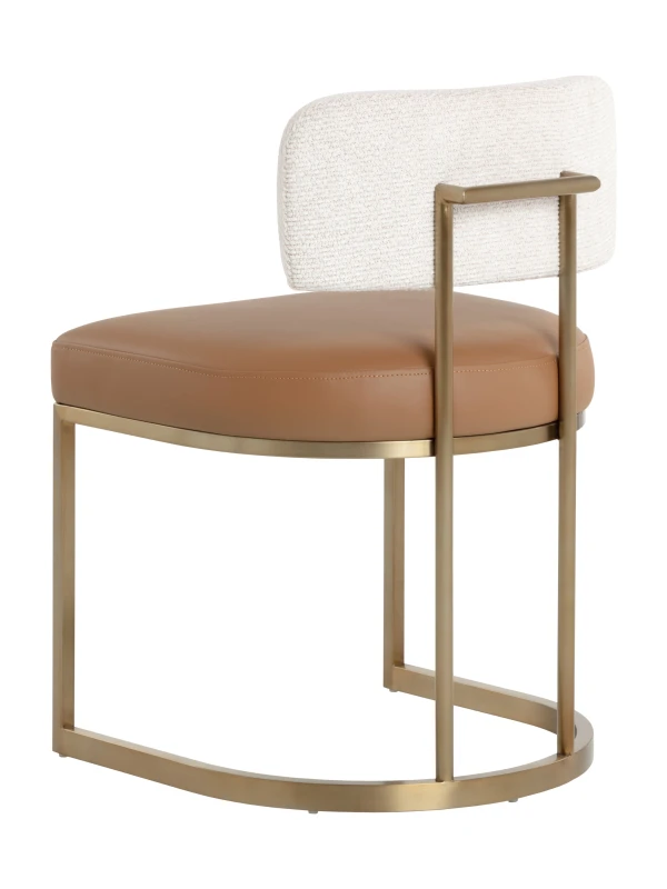 Rear view of Larissa dining chair with antique brass finish
