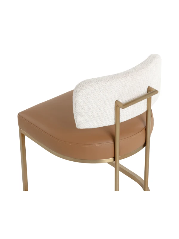 Larissa dining chair with cognac seat and light fabric back