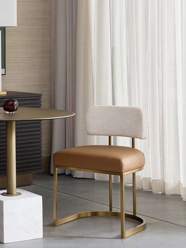 Larissa cognac dining chair in a contemporary dining room