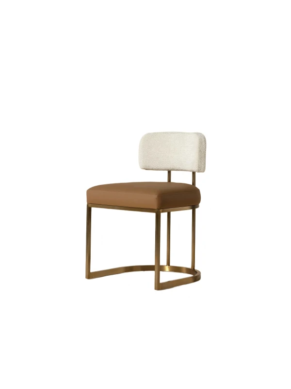 Upholstered dining chair with faux leather seat and textured back