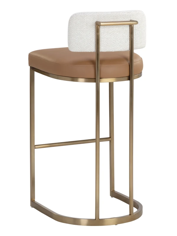 Larissa bar stool with cognac seat and light fabric back