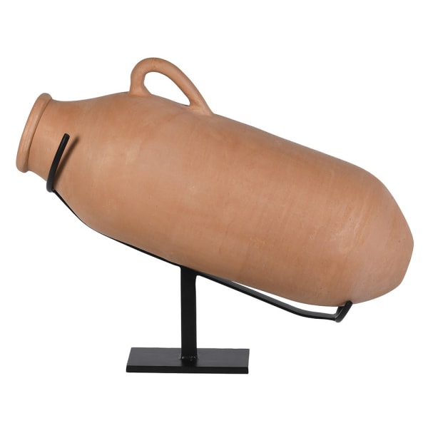 Decorative terracotta vase Marlow on black iron stand