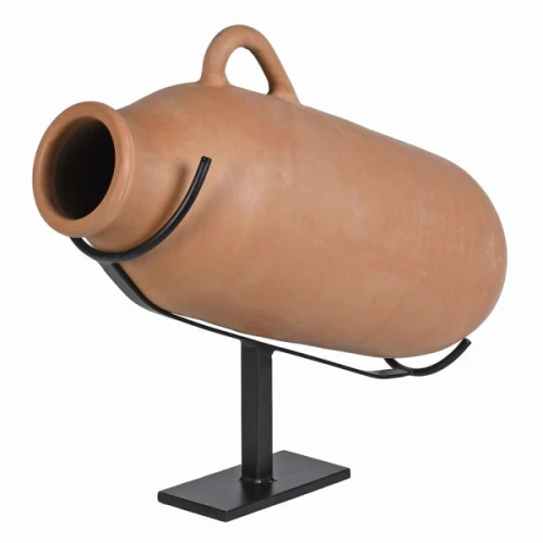 Marlow Terracotta Decorative Amphora 63cm on Black Stand