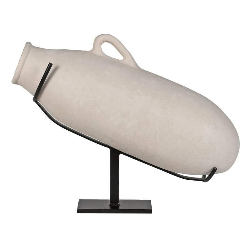 Light terracotta decorative vase Marlow on black iron stand