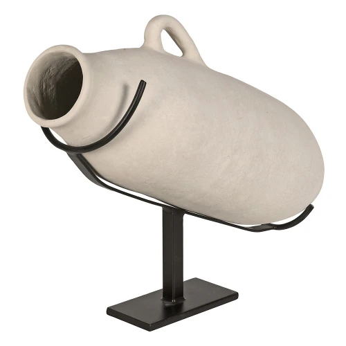 Marlow Light Terracotta Decorative Amphora 63cm on Black Stand