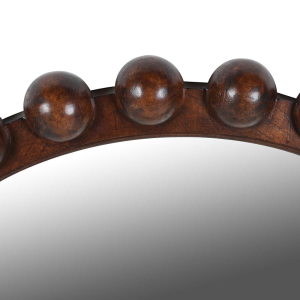 Decorative rounded frame detail on Chelsea Brown mirror