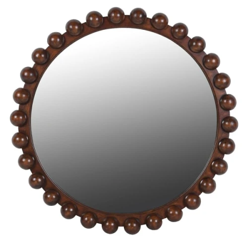 Chelsea Brown Round Wall Mirror 108cm – Decorative Wood Frame