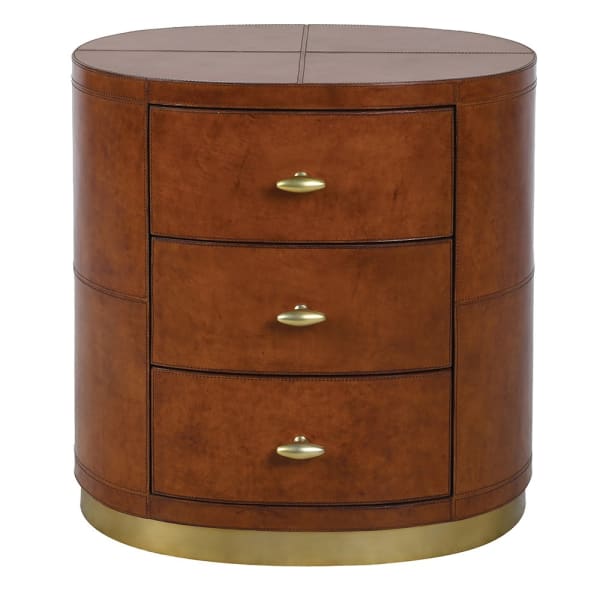Small Chester leather chest of drawers in brown