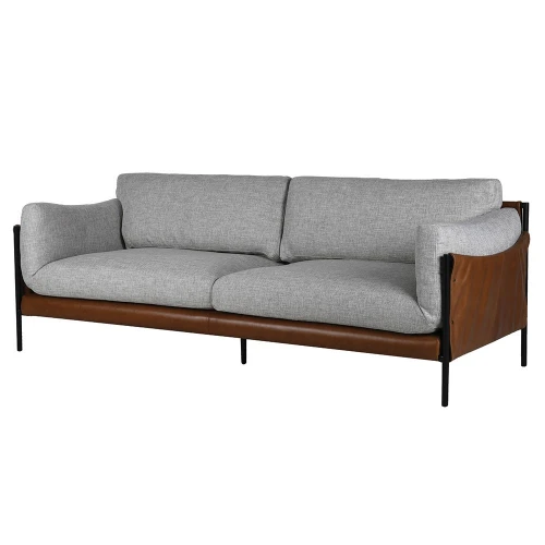 London Grey 3 Seater Sofa 240cm – Brown & Black Detail