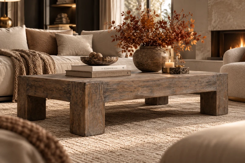 Reclaimed Wood Coffee Table – English Pine, 160 cm Rectangular Top