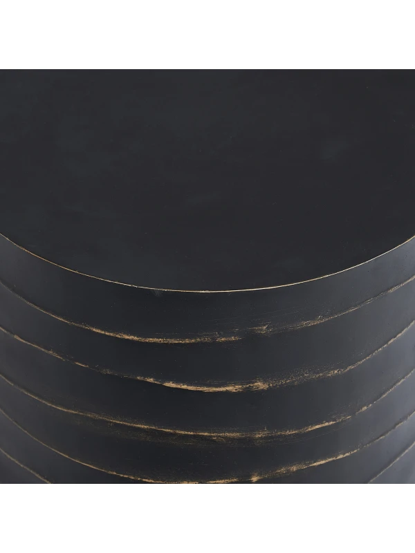 Close-up of sculpted ridges on Aldwych Black side table