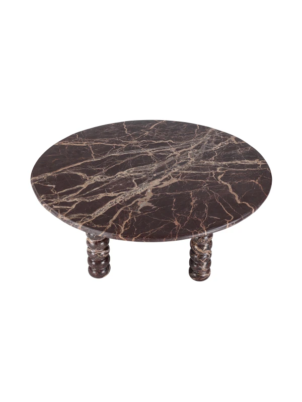 Venice burgundy marble coffee table with cream and caramel veining