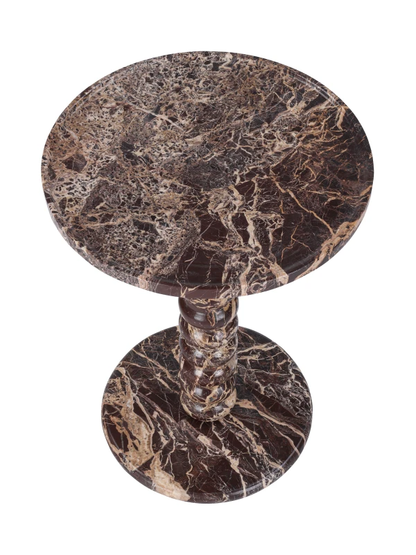 Venice burgundy marble side table with cream veining