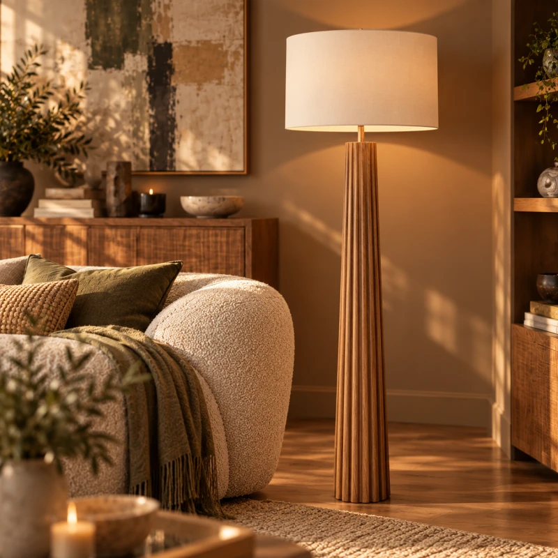 Bardem Poplar Wood Floor Lamp with Light Shade, 159 cm