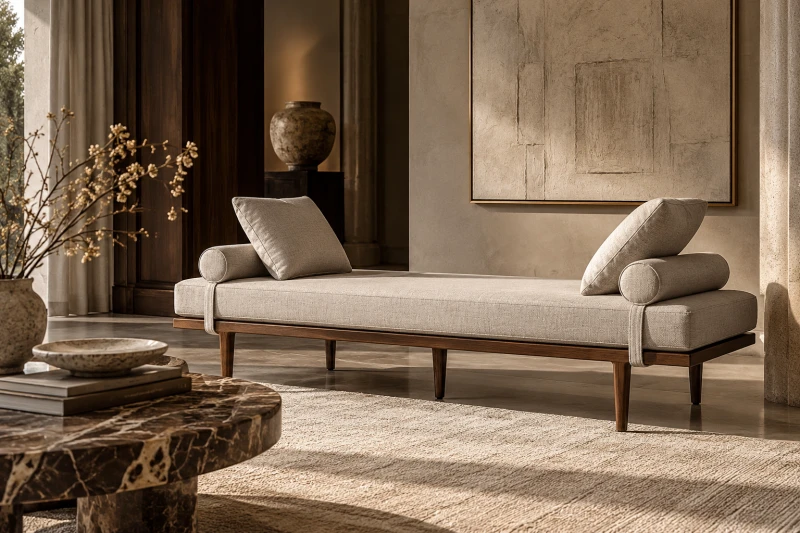 Hampstead linen day bed in a luxury neutral interior