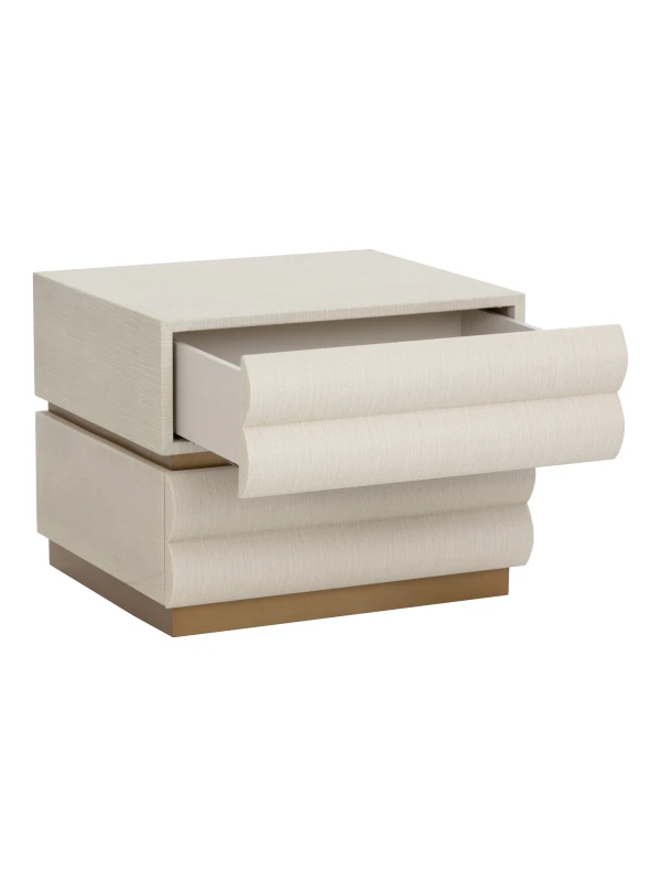 Cream raffia bedside table with two drawers