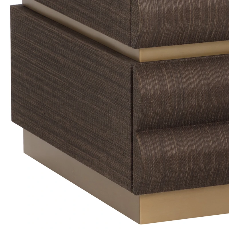 Brown bedside table with gold stainless steel base
