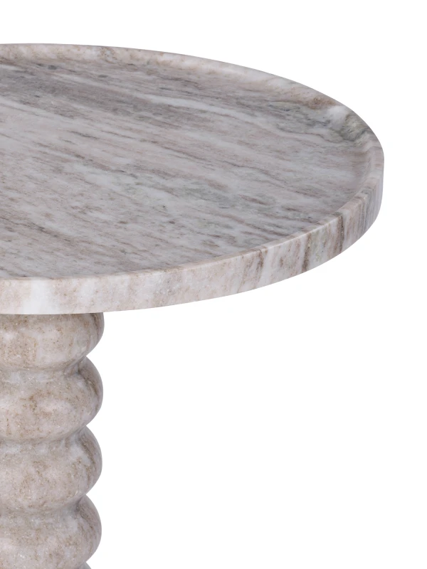 Round beige marble side table 40cm