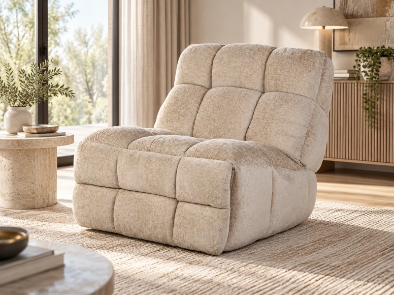 Chiswick beige recliner chair in contemporary living room